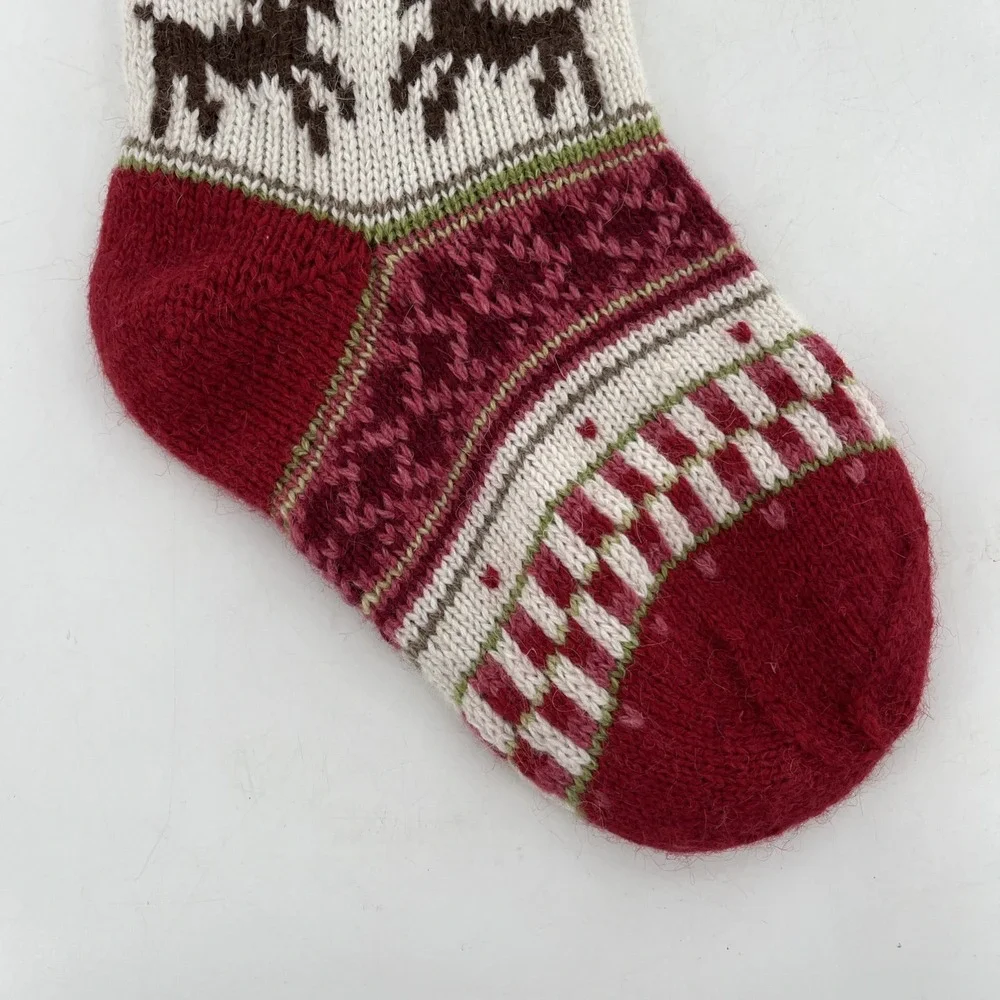 Pottery‎ Barn kids Classic Fair Isle Stocking Knit Reindeer Moose READ